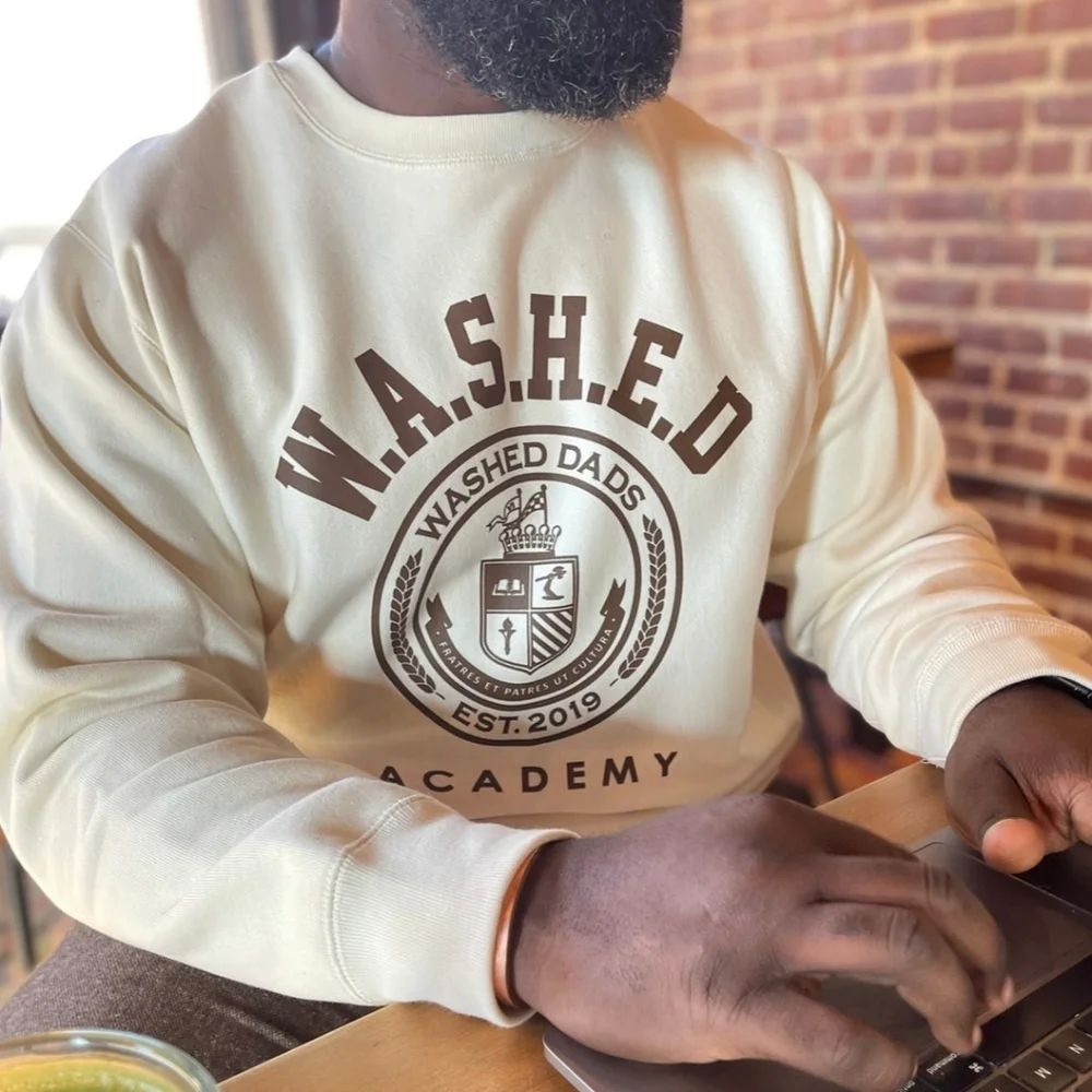 Washed Dads Academy Seal Mens Crewneck Sweatshirt | Size XL Mens